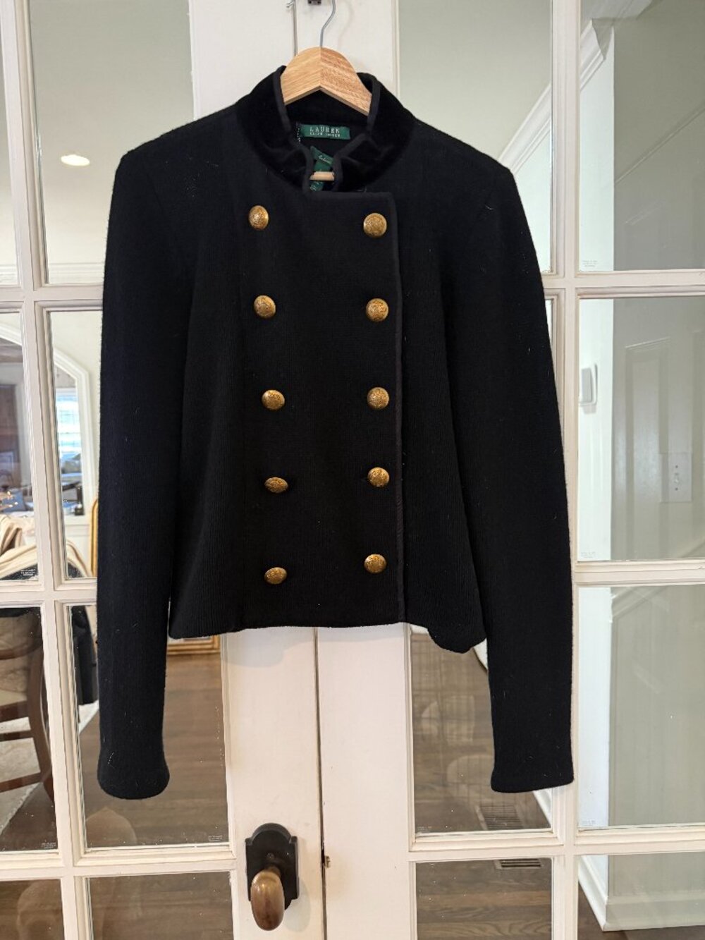 Ralph Lauren 100% lambswool with velvet color Black Large